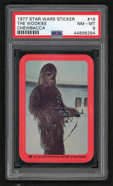 1977 Star Wars Stickers the Wookiee Chewbacca #19 PSA 8