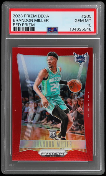 2023 Panini Prizm Deca Brandon Miller Red Prizm PSA 10 RC