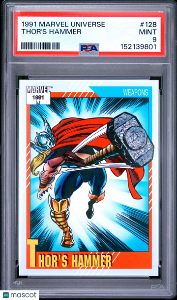 1991 Marvel Universe Thor's Hammer #128 PSA 9
