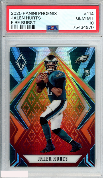 2020 PANINI PHOENIX JALEN HURTS #114 FIRE BURST ROOKIE RC PSA 10 GEM MT