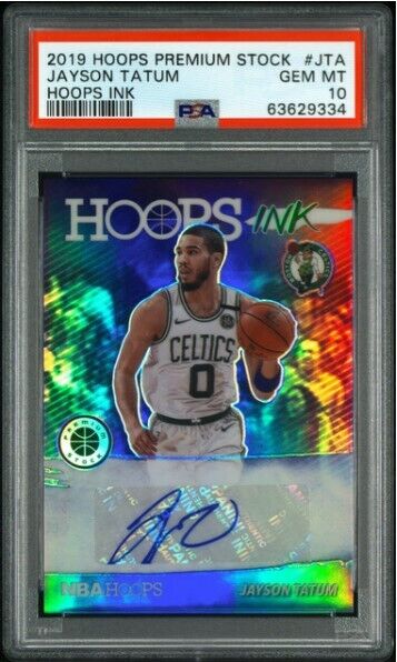 Jayson Tatum 2019 NBA Hoops Premium Stock JTA Ink Prizm Auto PSA 10 GEM MINT