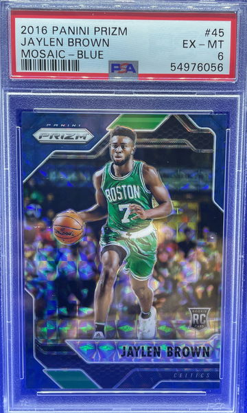 Jaylen Brown 2016-17 Panini Mosaic Blue Prizm RC #45 PSA 6 EX-MT Celtics Pop 1