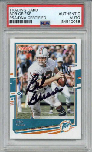 BOB GRIESE SIGNED AUTOGRAPHED 2020 DONRUSS #157 MIAMI DOLPHINS HOF RARE PSA/DNA