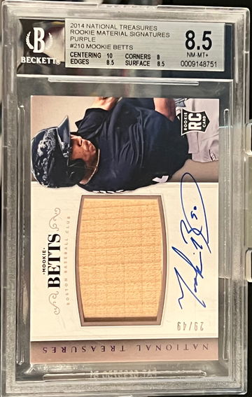 2014 National Treasures MOOKIE BETTS Purple /49 Auto RC BGS 8.5 Dodgers RPA