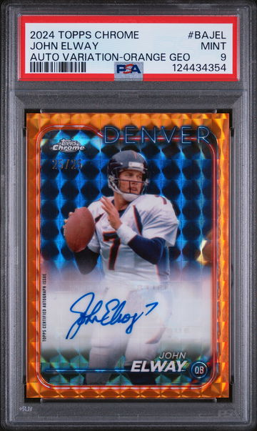 2024 Topps Chrome Base Autographs Variations Orange Geometric John Elway #BAJEL 25/25 PSA 9
