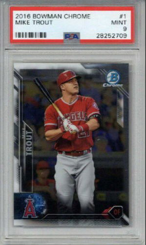 2016 BOWMAN CHROME #1 MIKE TROUT BASEBALL CARD ANGELS PSA 9 CENTERED MT MINT