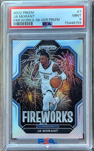 2022 JA MORANT Panini SILVER Prizm Fireworks PSA 9 POP 1 #7