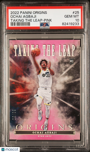 2022 Panini Origins Taking The Leap Ochai Agbaji #25 Taking The Leap Pink PSA 10