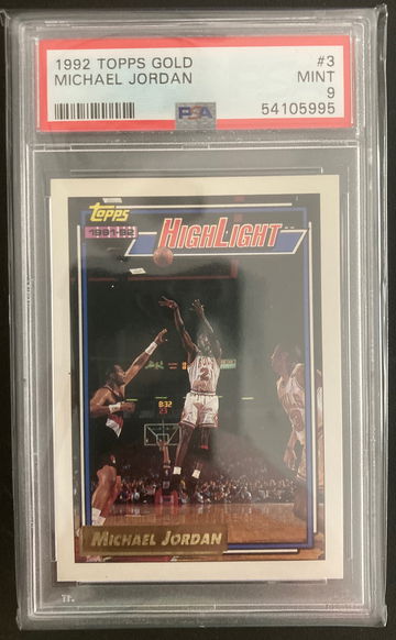 1992 topps gold #3 Michael jordan PSA 9 Chicago bulls hof