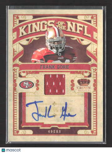 2010 Panini Crown Royale Kings of the NFL Frank Gore #8 /25 Authentic Jersey personally worn by Frank Gore Memorabilia J
