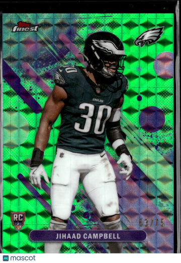 Jihaad Campbell 2025 Topps Finest RC Green /75 Philadelphia Eagles