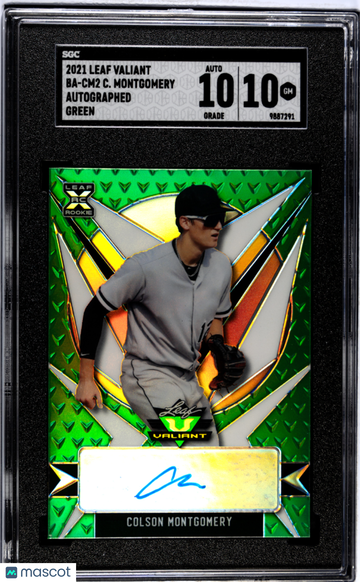 2021 Leaf Valiant Colson Montgomery #BA-CM2 Autograph Green SGC 10 Auto 10