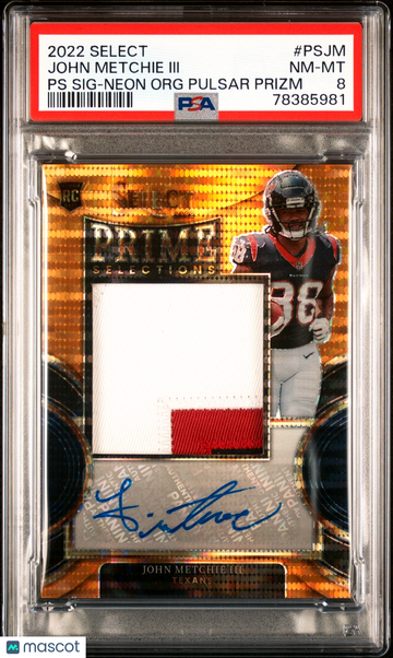 2022 Panini Select Prime Selections Signatures John Metchie III #PSJM Signatures /30 PSA 8