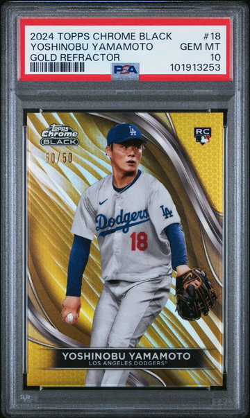 2024 Topps Chrome Black Gold Refractor Yoshinobu Yamamoto #18 /50 50/50 PSA 10