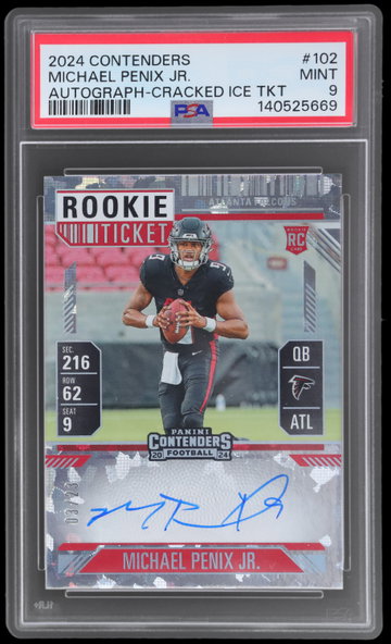 2024 Panini Contenders Michael Penix Jr. Autograph Cracked Ice Ticket PSA 9