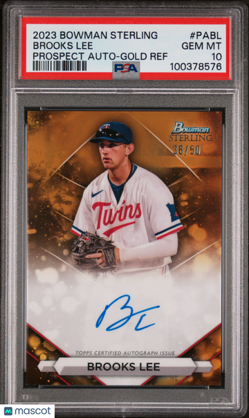 2023 Bowman Sterling Prospect Autographs Brooks Lee #PABL Gold Ref /50 PSA 10