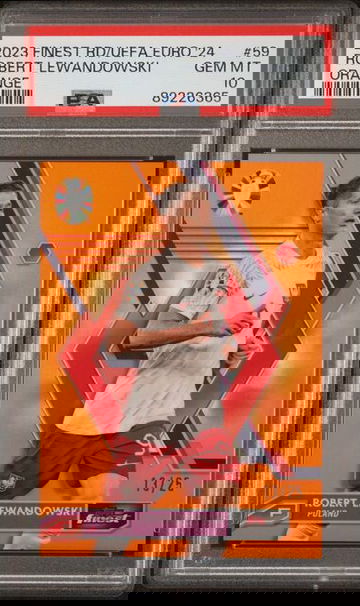 2023 Topps Finest UEFA EURO 2024 Robert Lewandowski 13/25 Orange PSA 10