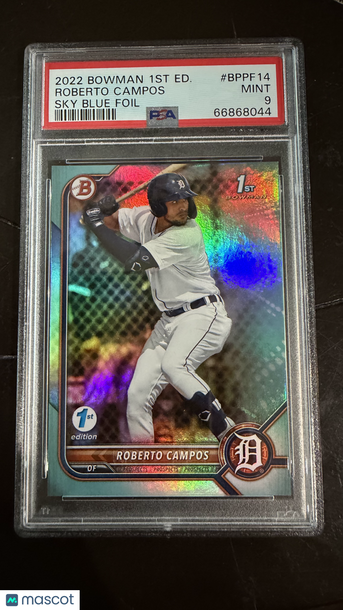 2022 Bowman 1st Edition Roberto Campos #BPPF14 Sky Blue Foil PSA 9