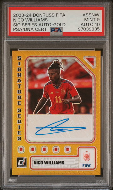 2023-24 DONRUSS SOCCER AUTO NICO WILLIAMS #/10 GOLD #SSNW PSA 9 AUTO PSA 10