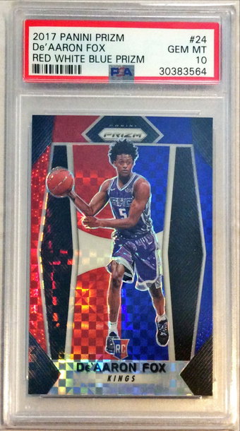 De'Aaron Fox 2017 Red White Blue Prizm PSA 10