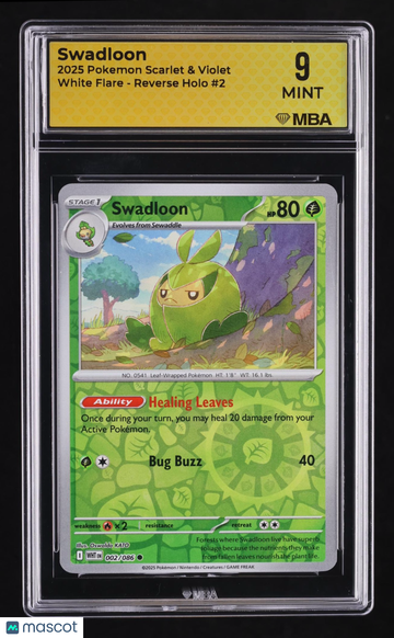 2025 Pokemon Scarlet & Violet White Flare Swadloon Reverse Holo MBA 9 #2