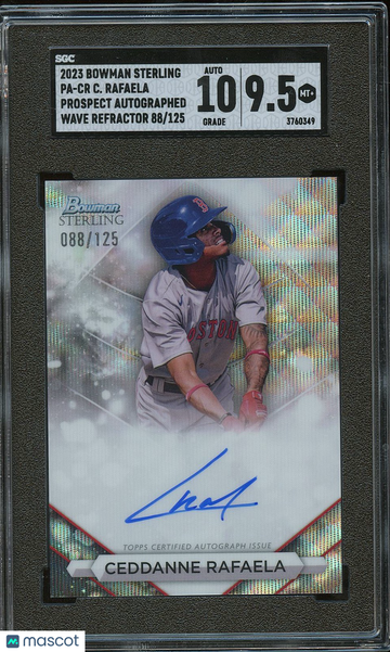 2023 Bowman Sterling Ceddanne Rafaela #PA-CR Pros. Autograph Wave Refractor 125 Rookie SGC 9.5 Auto 10