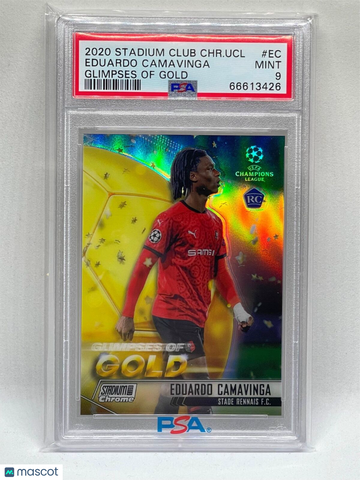 2020 Stadium Club Chrome UEFA Champions League Glimpses Of Gold Eduardo Camavinga #EC PSA 9