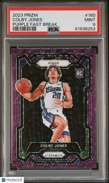 2023 Panini Prizm Colby Jones #160 Purple Fast Break PSA 9