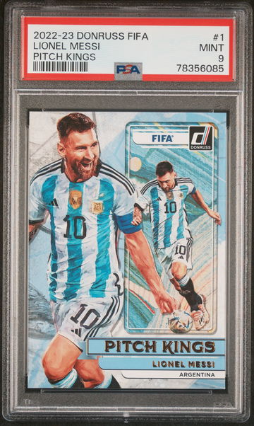 2022 PANINI DONRUSS FIFA PITCH KINGS LIONEL MESSI #1 PSA 9