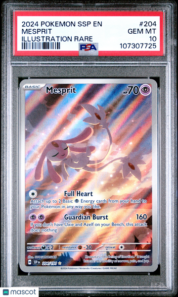 2024 Pokemon Surging Sparks Mesprit Illustration Rare PSA 10 Trading Card #204