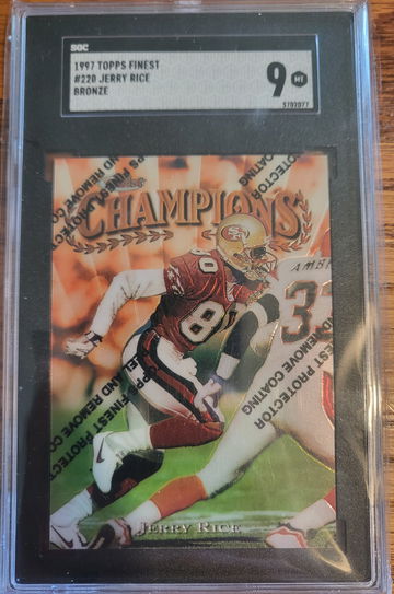 1997 Jerry Rice Topps Finest Bronze w/ Peel - 49ers SGC 9