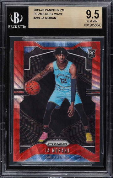 2019 PANINI PRIZM RUBY WAVE PRIZMS JA MORANT ROOKIE #249 BGS 9.5 GEM MINT