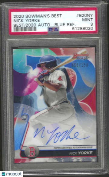 2020 Bowman's Best Best Of 2020 Autographs Nick Yorke #B20NY Blue Refractor PSA 9