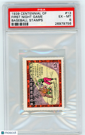 1939 Centennial Of Baseball Stamps First Night Game #13 PSA 6
