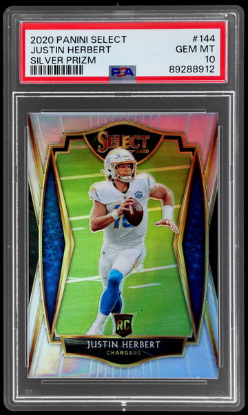 2020 Panini Select Justin Herbert Premier Level Silver Prizm PSA 10 RC