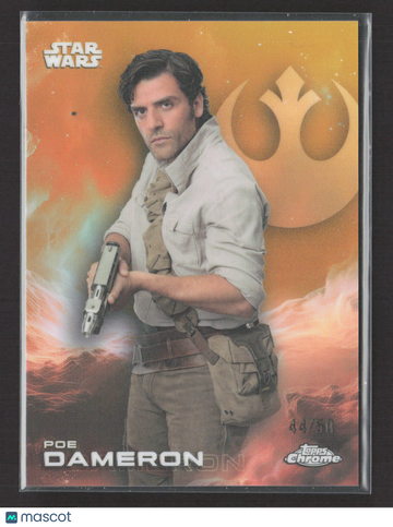 2019 Topps Chrome Star Wars Rise of Skywalker Orange Refractor 44/50 #145 Oscar Isaac Trading Card