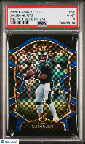 2020 Panini Select Jalen Hurts #50 CUT BLUE PRIZM PSA 9