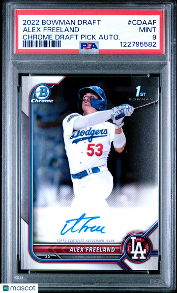Alex Freeland 2022 Bowman Draft Chrome Draft Pick Autographs Auto Autograph PSA 9