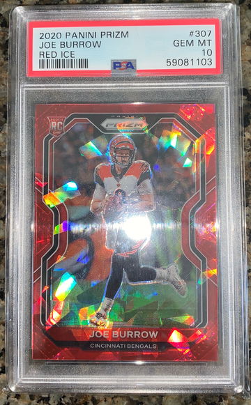 2020 Panini Prizm #307 Joe Burrow Red Ice PSA 10 