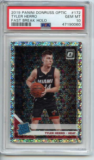 Gem PSA 10 Tyler Herro Rated Rookie Holo Fast Break Prizm RC #172 2019