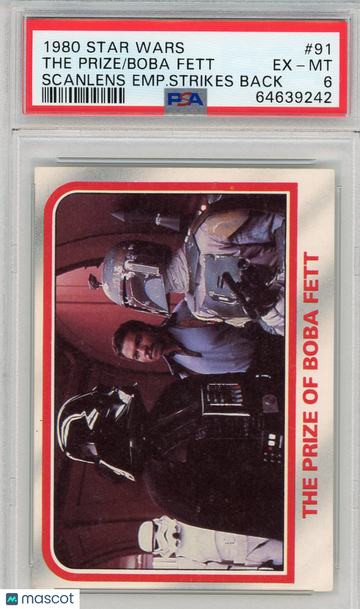 1980 Star Wars Scanlens Empire Strikes Back Boba Fett The Prize #91 PSA 6