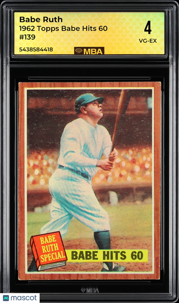 1962 Topps Babe Ruth #139 Babe Hits 60 MBA 4