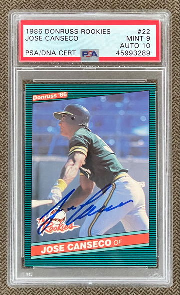 1986 Donruss Rookies Jose Canseco PSA 9 Auto 10