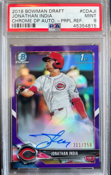 Jonathan India 2018 Bowman Chrome Auto Purple /250 PSA 9