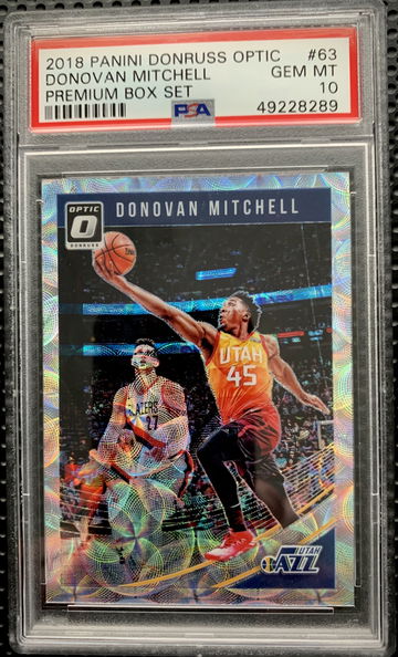 Donovan Mitchell 2018 Panini Donruss Optic Premium Box Set PSA 10 Gem Mint Holo limited run #149 of 250