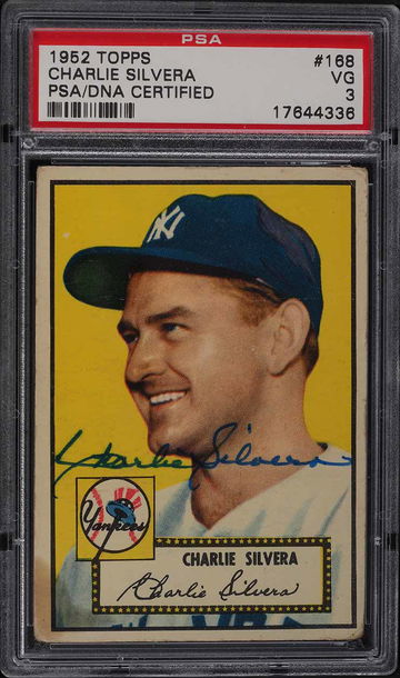 1952 Topps Baseball Charlie Silvera #168 PSA 3 AUTO!