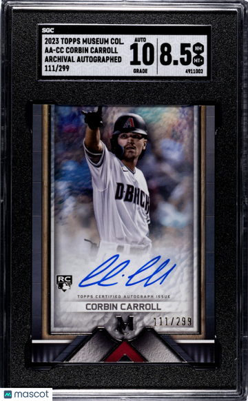 2023 Topps Museum Collection Corbin Carroll #AA-CC Archival Autograph SGC 8.5 Auto 10