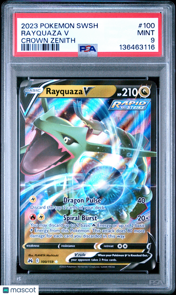 2023 Pokemon Sword And Shield Crown Zenith Rayquaza V Crown Zenith PSA 9 #100