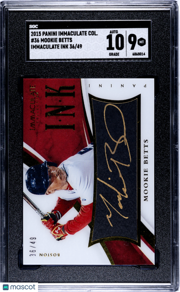 2015 Panini Immaculate Collection Mookie Betts #36 Ink SGC 9 Auto 10