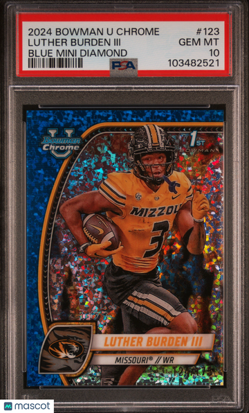 2024 Bowman University Chrome Luther Burden III #123 Blue Mini Diamond /175 Rookie PSA 10